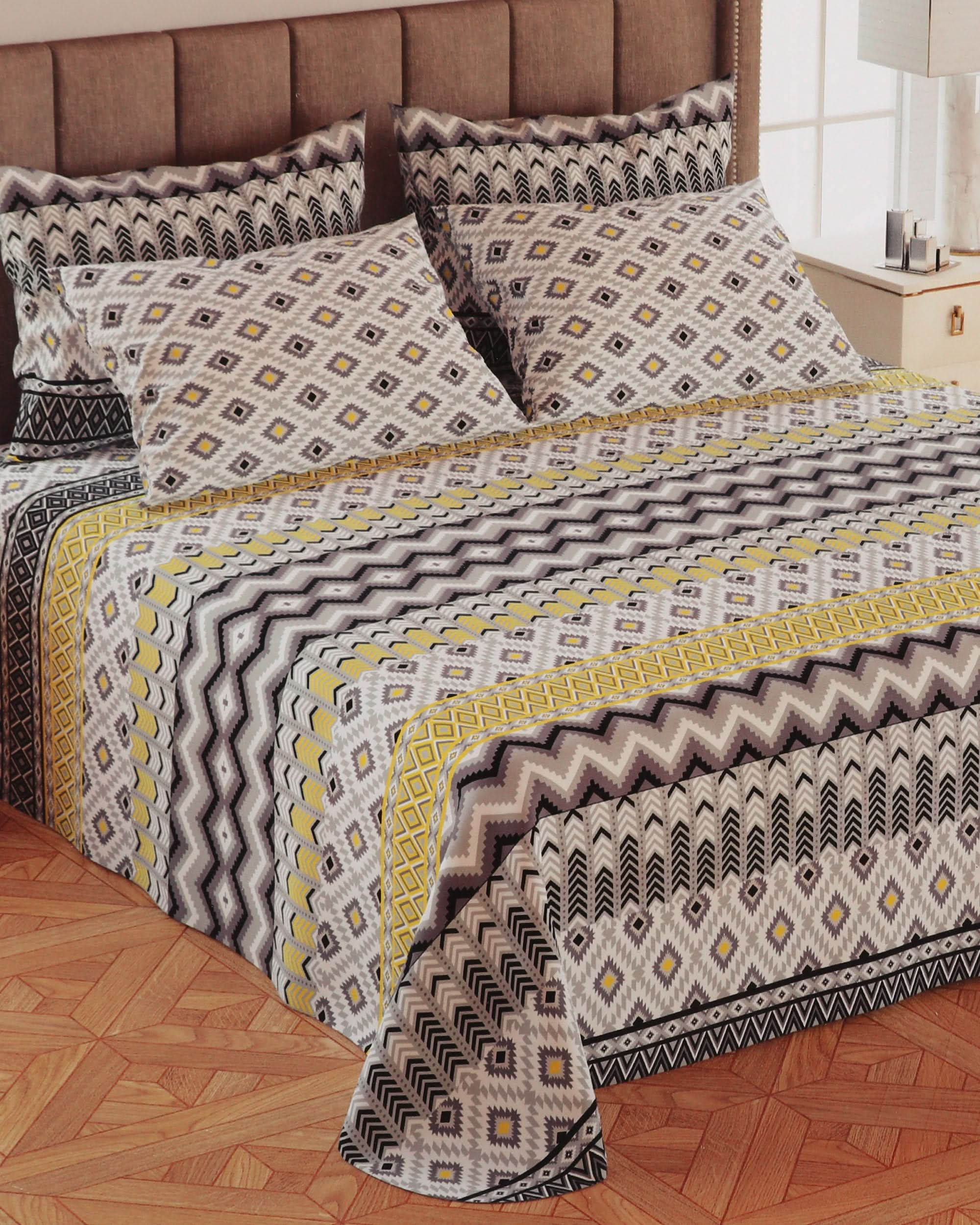 5Pcs Bedsheet Set 94*96, Double Size Bed Sheet, Chase Value, Chase Value