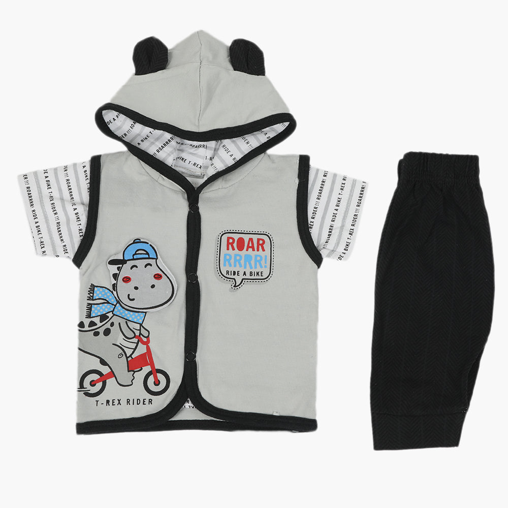 Newborn Boys Hoodie T-Shirt - Light Grey, Newborn Boys Shirts & T-Shirts, Chase Value, Chase Value
