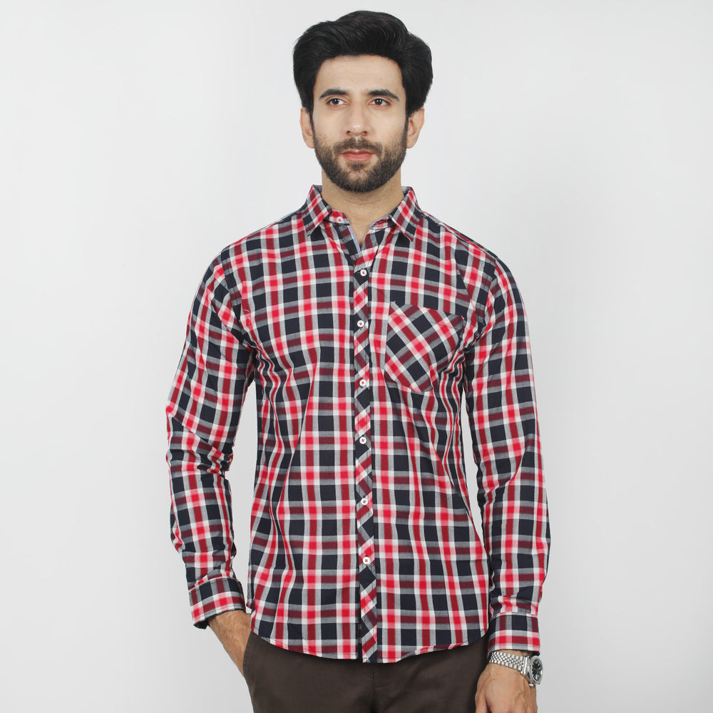 Men's Casual Check Shirt - Red, Men's Shirts, Chase Value, Chase Value