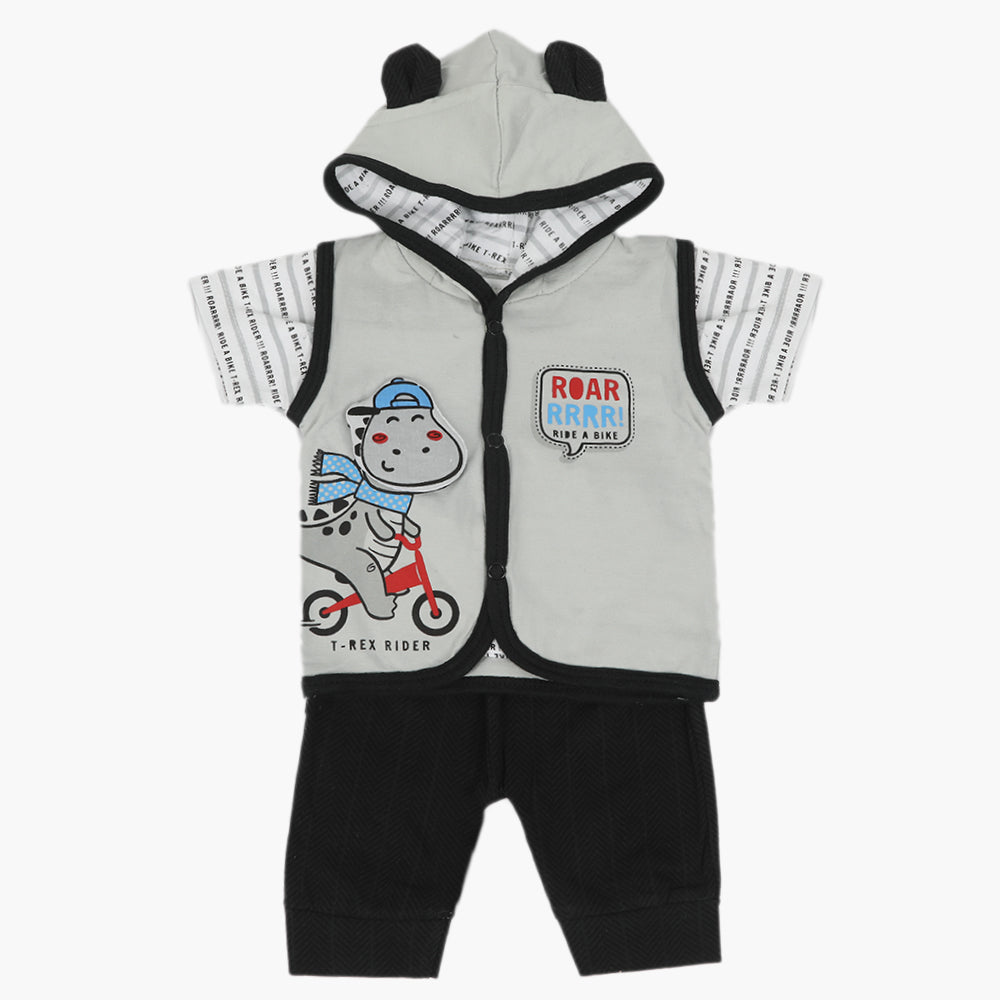 Newborn Boys Hoodie T-Shirt - Light Grey, Newborn Boys Shirts & T-Shirts, Chase Value, Chase Value