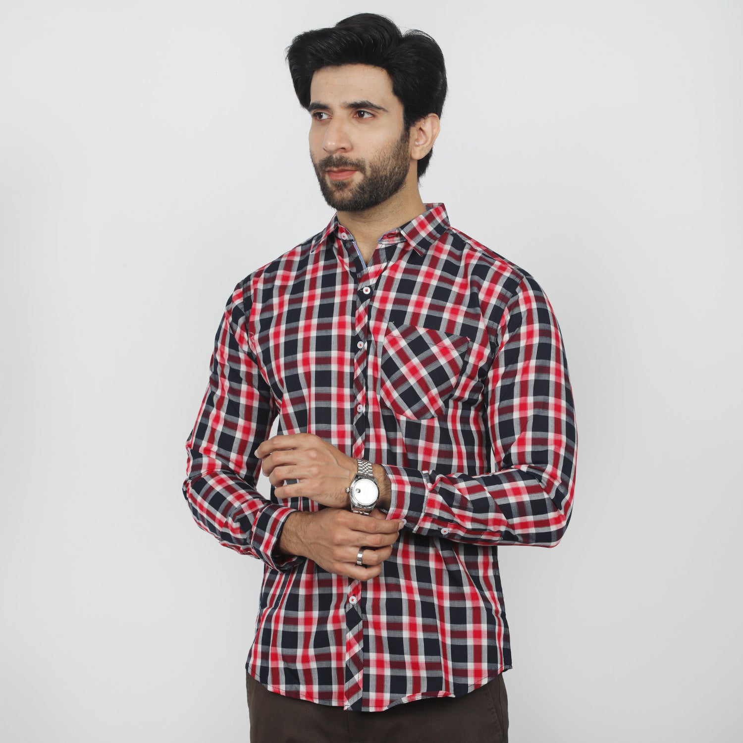 Men's Casual Check Shirt - Red, Men's Shirts, Chase Value, Chase Value