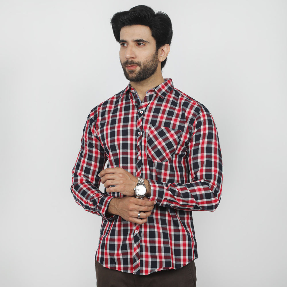 Men's Casual Check Shirt - Red, Men's Shirts, Chase Value, Chase Value