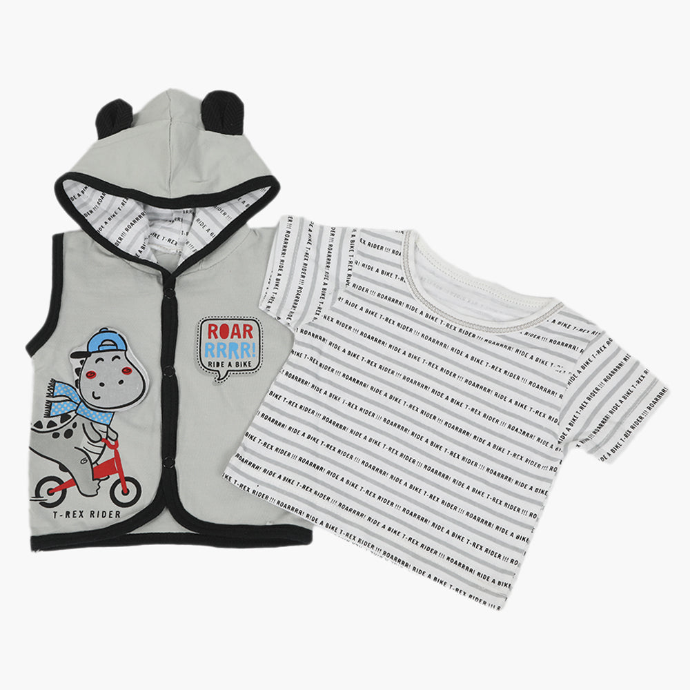 Newborn Boys Hoodie T-Shirt - Light Grey, Newborn Boys Shirts & T-Shirts, Chase Value, Chase Value
