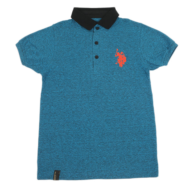 Boys Half Sleeves Polo T-Shirt - Steel Blue, Boys T-Shirts, Chase Value, Chase Value
