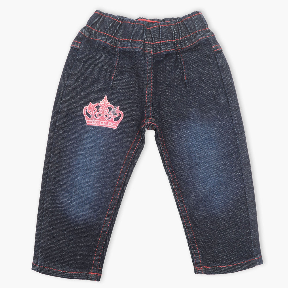 Newborn Girls Pant Denim - Dark Blue, Newborn Girls Shorts Skirts & Pants, Chase Value, Chase Value