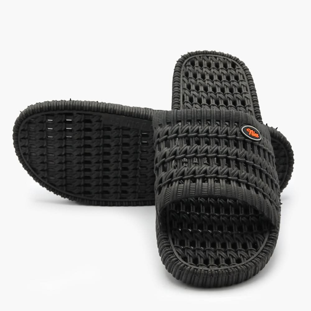 Rubber Bath Slipper - Black, Men's Slippers, Chase Value, Chase Value