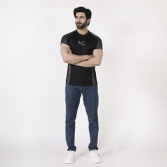 Men's Half Sleeves Round Neck T-Shirt - Black