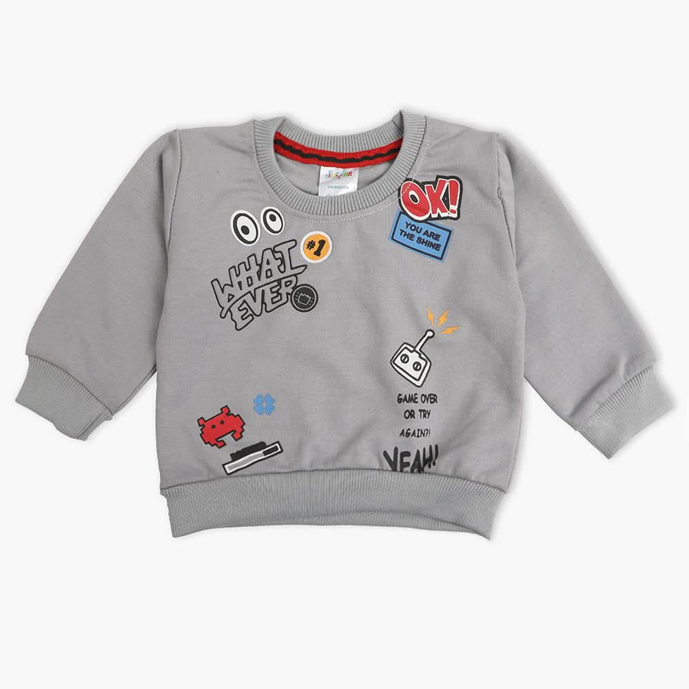 Newborn Boys Full Sleeves T-Shirt - Grey, Newborn Boys Winterwear, Chase Value, Chase Value