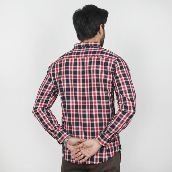 Men's Casual Check Shirt - Red