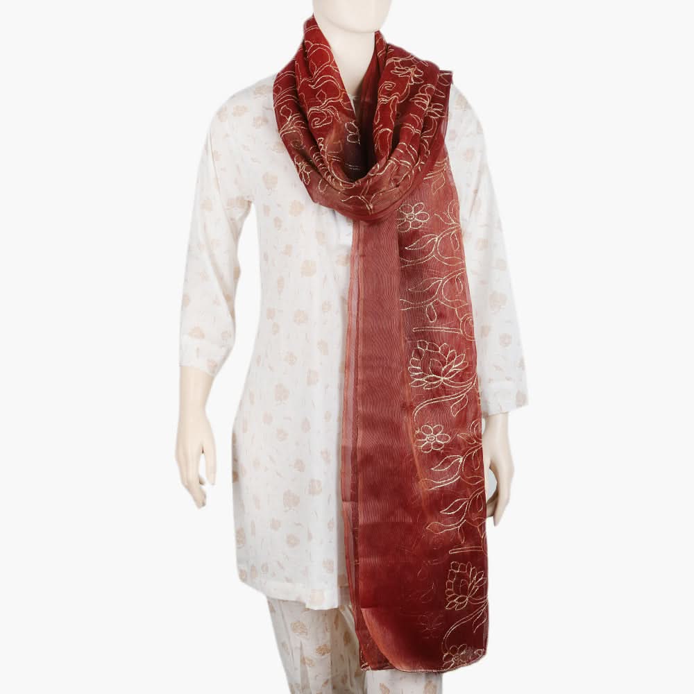 Women's Masoori Zari Dupatta - Brown, Women Dupatta, Chase Value, Chase Value