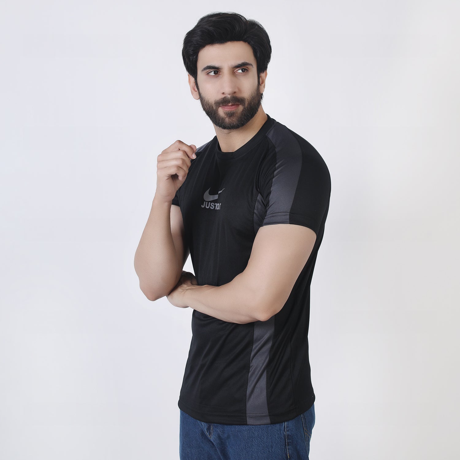 Men's Half Sleeves Round Neck T-Shirt - Black, Men's T-Shirts & Polos, Chase Value, Chase Value