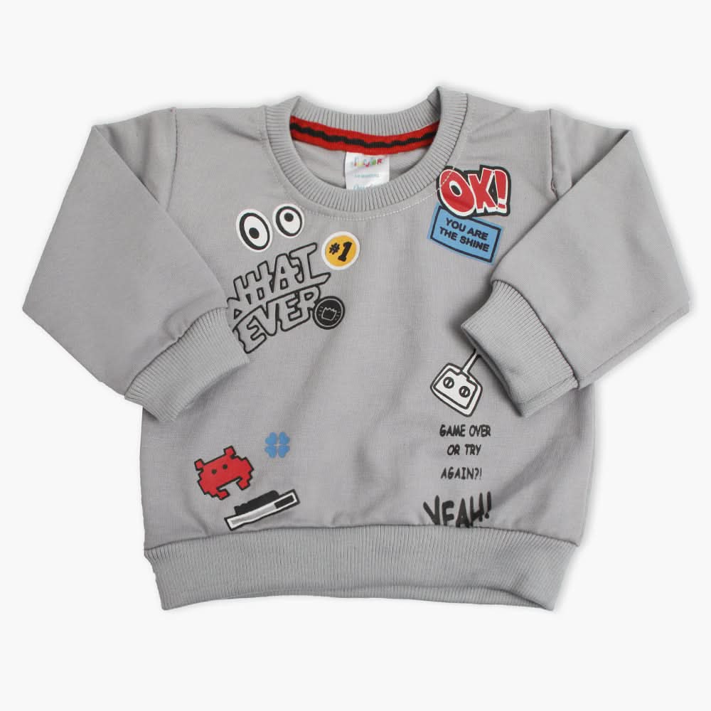 Newborn Boys Full Sleeves T-Shirt - Grey, Newborn Boys Winterwear, Chase Value, Chase Value