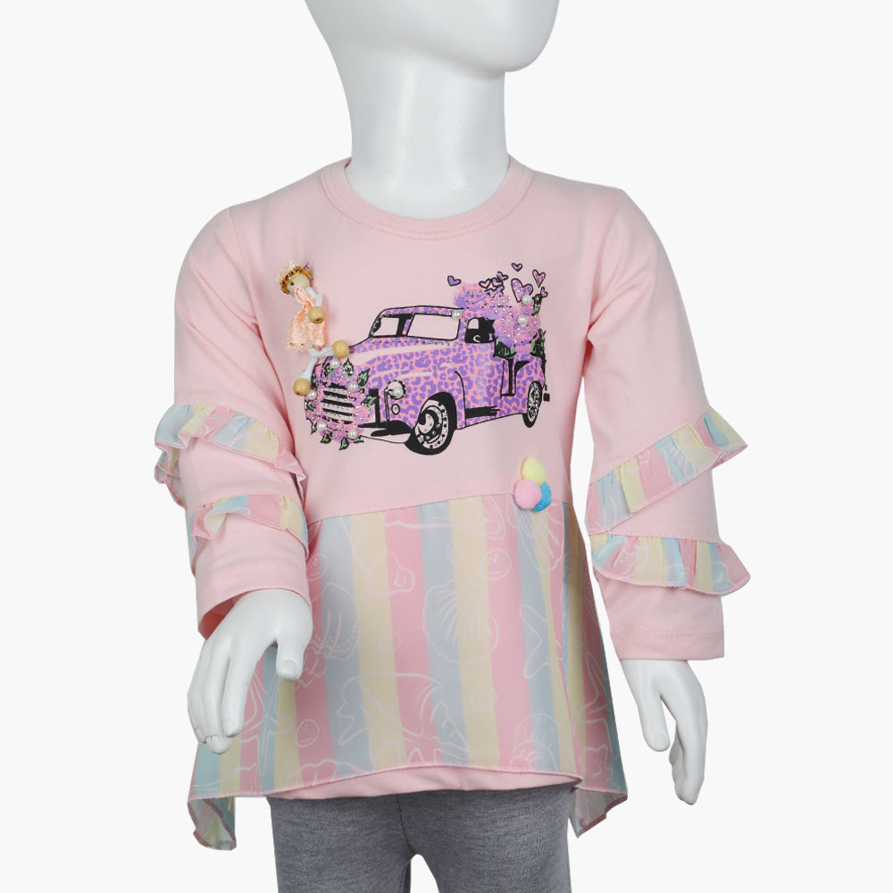 Girls Full Sleeves T-Shirt -  Pink, Girls T-Shirts, Chase Value, Chase Value