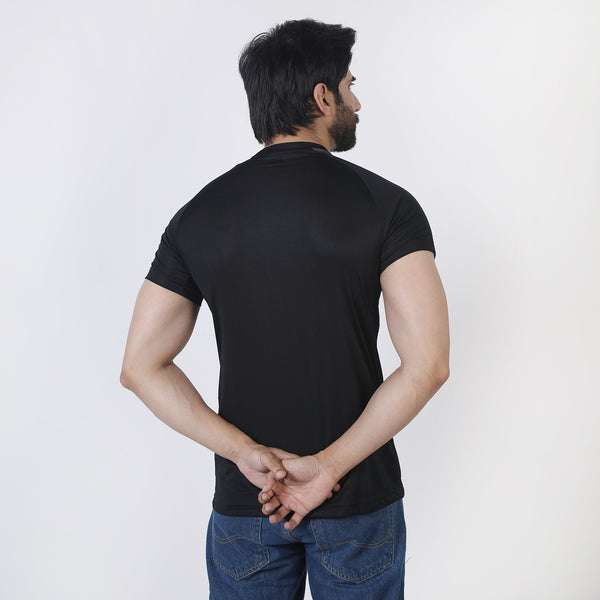 Men's Half Sleeves Round Neck T-Shirt - Black