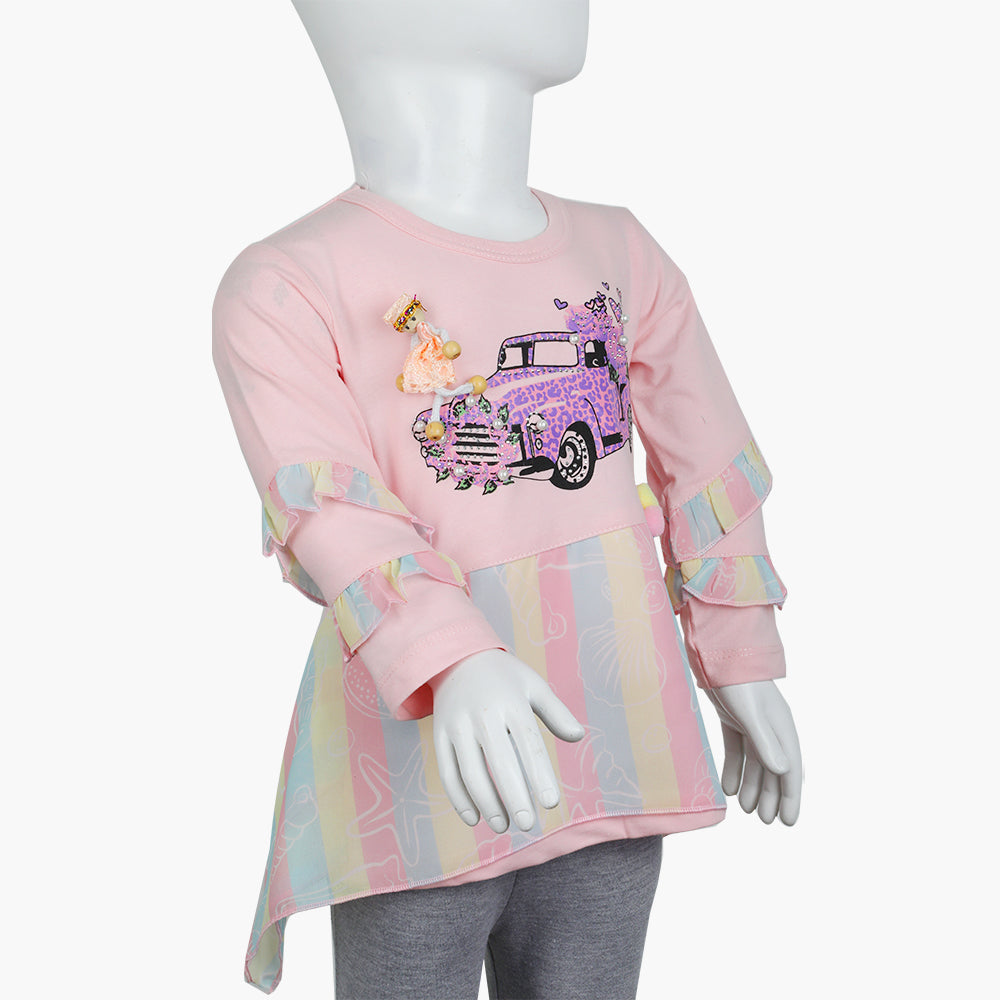 Girls Full Sleeves T-Shirt -  Pink, Girls T-Shirts, Chase Value, Chase Value