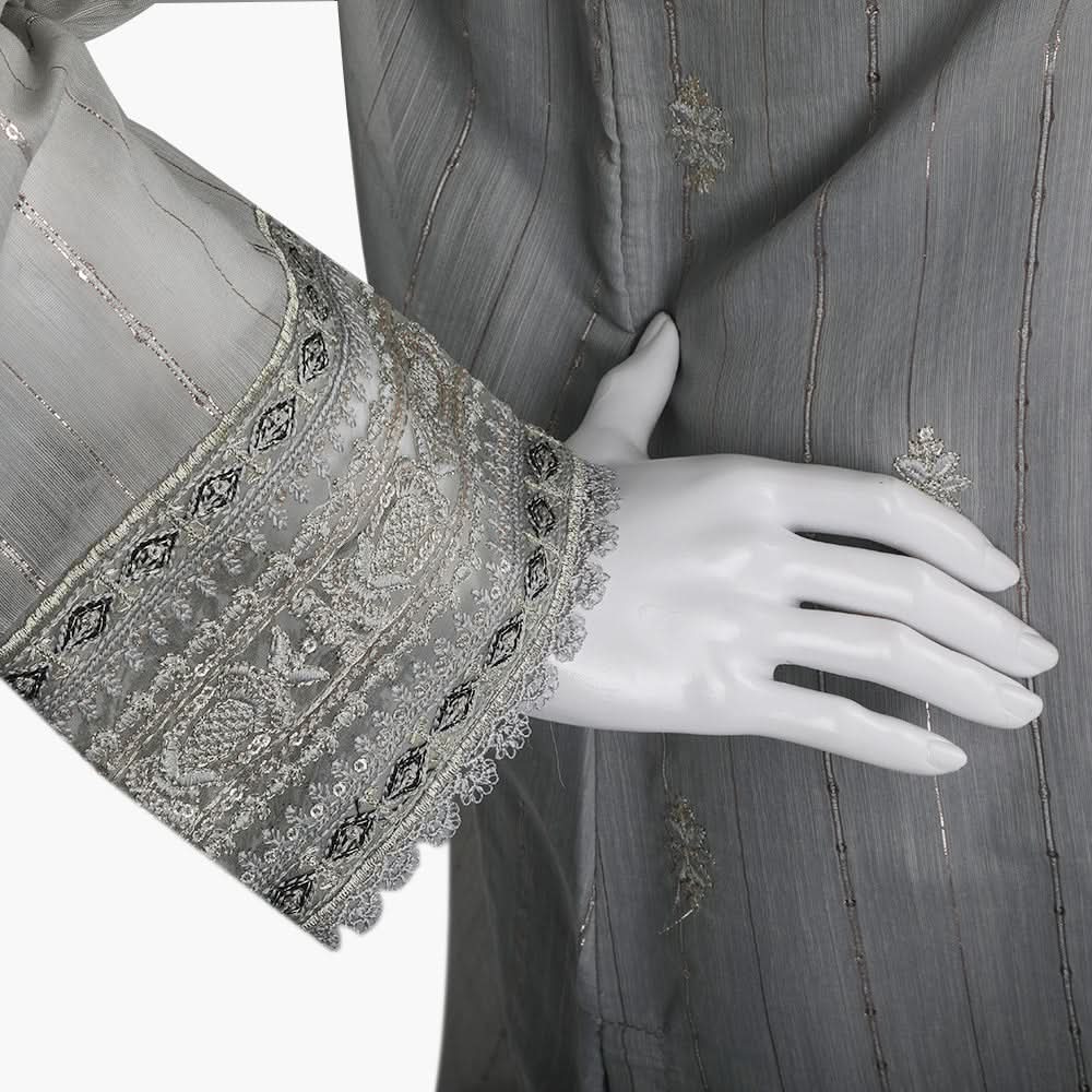 Women's Fancy 3Pcs Suit - Grey, Women Shalwar Suits, Chase Value, Chase Value