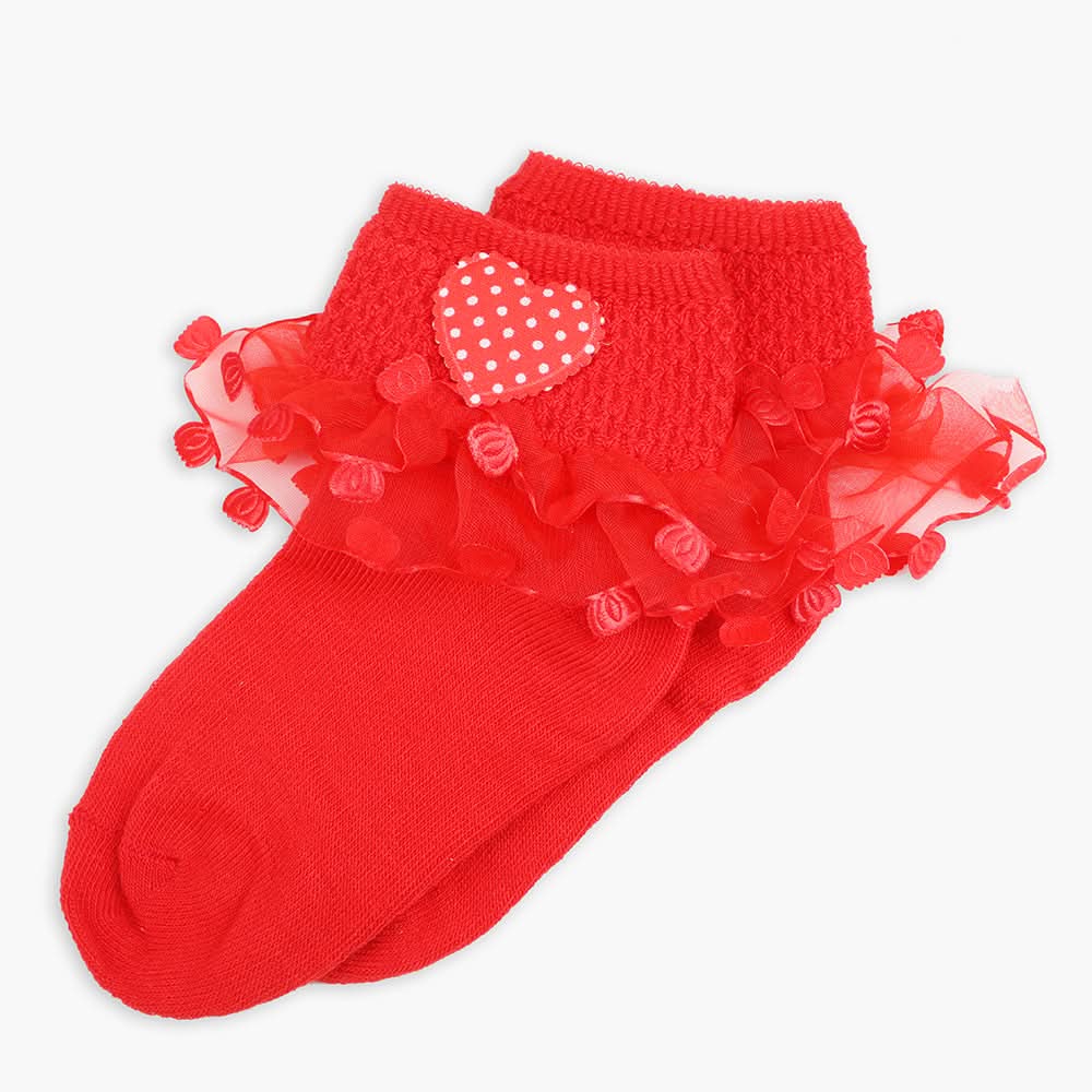 Girls Frill Socks - Red, Girls Socks, Chase Value, Chase Value