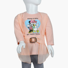 Girls Full Sleeves T-Shirt -  Peach, Girls T-Shirts, Chase Value, Chase Value