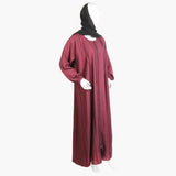 Women's Zipper Abaya - Maroon, Women Abayas, Chase Value, Chase Value