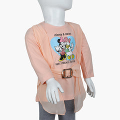 Girls Full Sleeves T-Shirt -  Peach, Girls T-Shirts, Chase Value, Chase Value