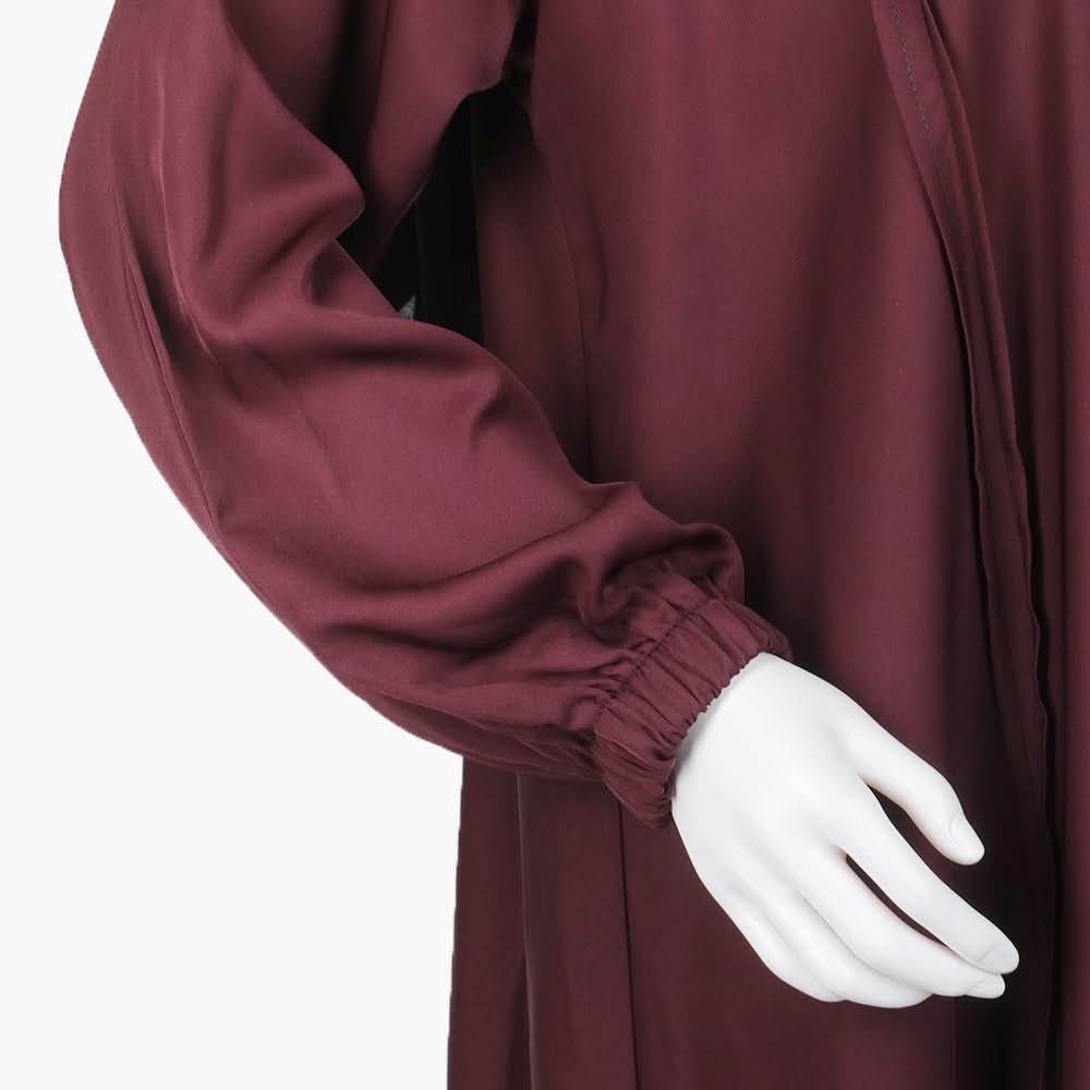Women's Zipper Abaya - Maroon, Women Abayas, Chase Value, Chase Value