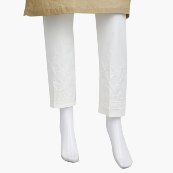 Women's Embroidered  Trouser - Off White, Women Pants & Tights, Chase Value, Chase Value