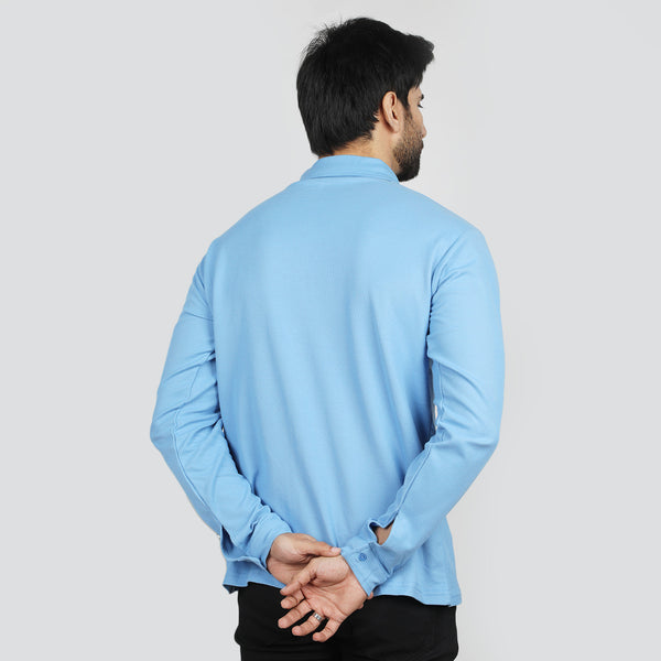 Eminent Men's Full Sleeves Polo T-Shirt - Blue