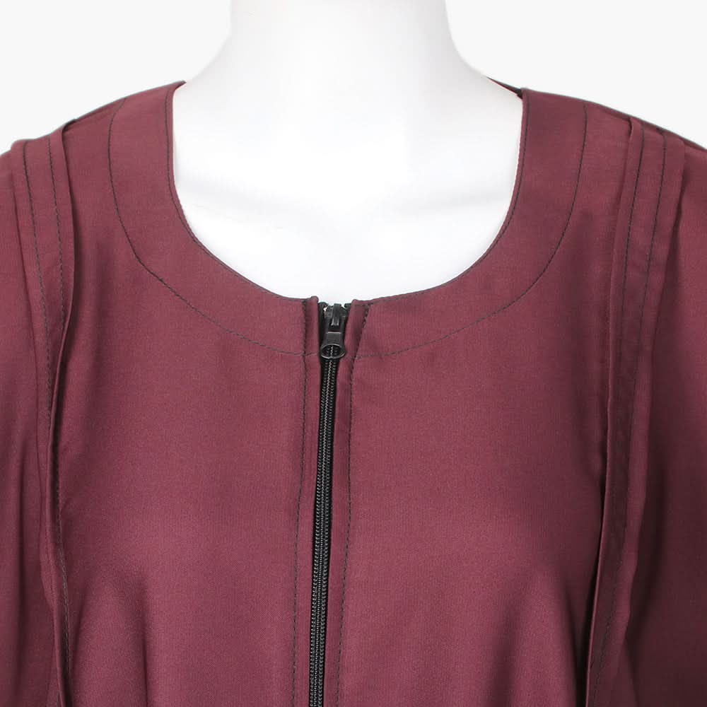 Women's Zipper Abaya - Maroon, Women Abayas, Chase Value, Chase Value
