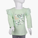 Girls Full Sleeves T-Shirt -  Cyan, Girls T-Shirts, Chase Value, Chase Value