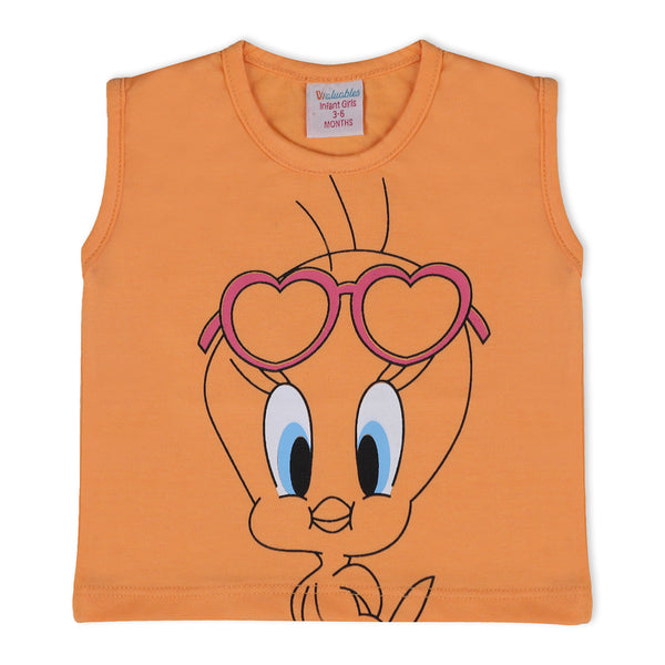 Valuable Newborn Girls Sando T-Shirt - Orange