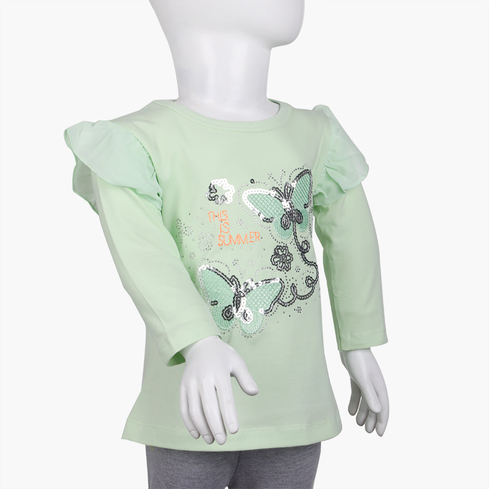 Girls Full Sleeves T-Shirt -  Cyan, Girls T-Shirts, Chase Value, Chase Value