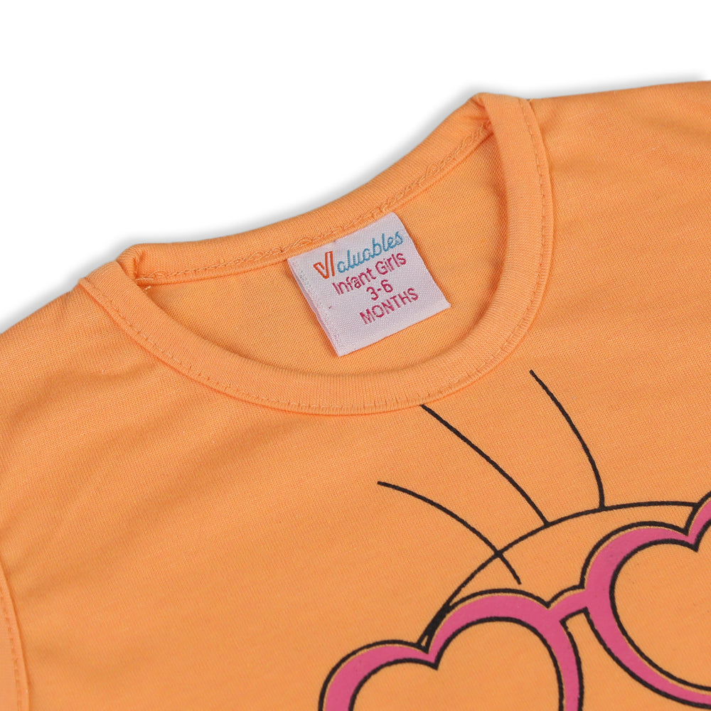 Valuable Newborn Girls Sando T-Shirt - Orange, Newborn Girls T-Shirts, Chase Value, Chase Value