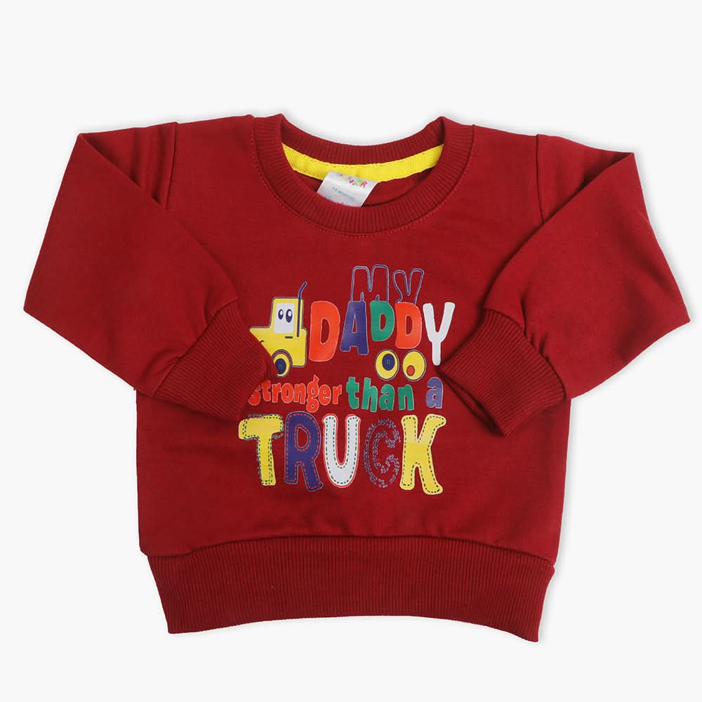 Newborn Boys Full Sleeves T-Shirt - Maroon, Newborn Boys Winterwear, Chase Value, Chase Value