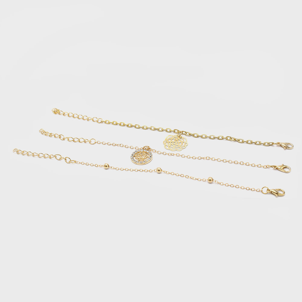 Women's Bracelet Pack Of 3 - Golden, Women Bangles & Bracelets, Chase Value, Chase Value