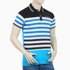 Men's Half Sleeves Fancy Polo T-Shirt - Blue