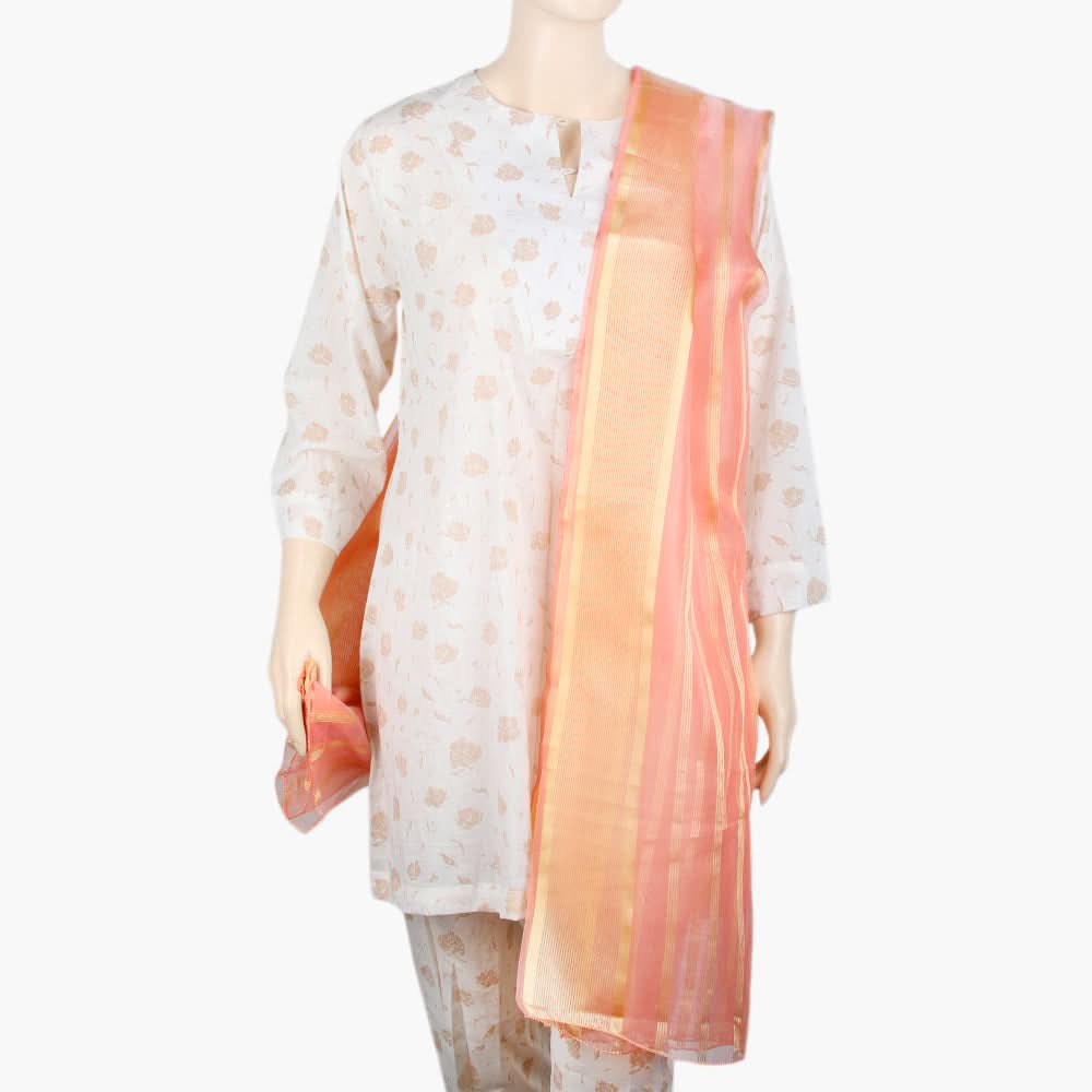 Women's Organza Stripe Dupatta - Light Pink, Women Dupatta, Chase Value, Chase Value
