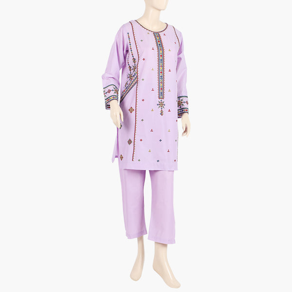 Women's Embroidered 2Pcs Shalwar Suit - Purple, Women Shalwar Suits, Chase Value, Chase Value