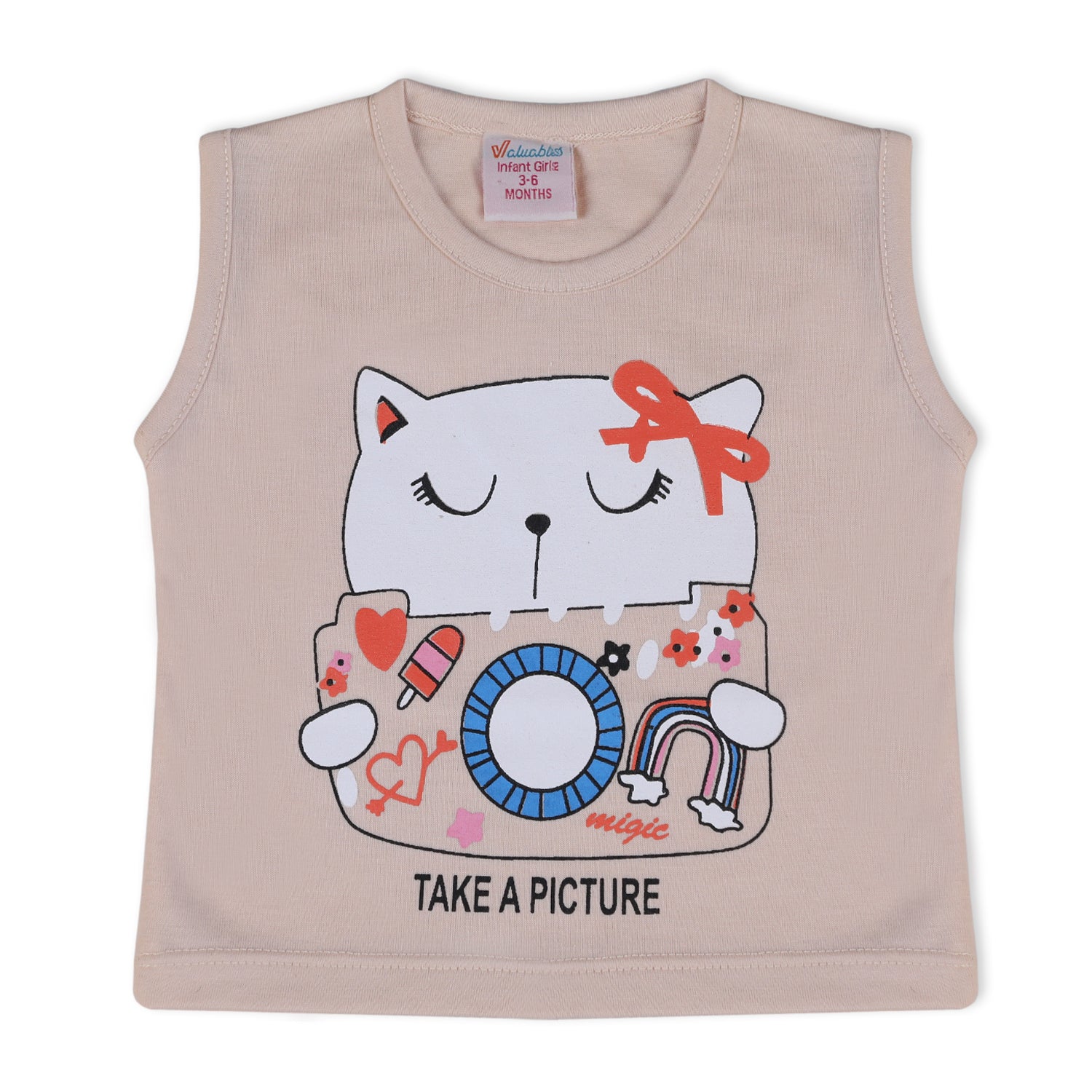 Valuable Newborn Girls Sando T-Shirt - Fawn, Newborn Girls T-Shirts, Chase Value, Chase Value