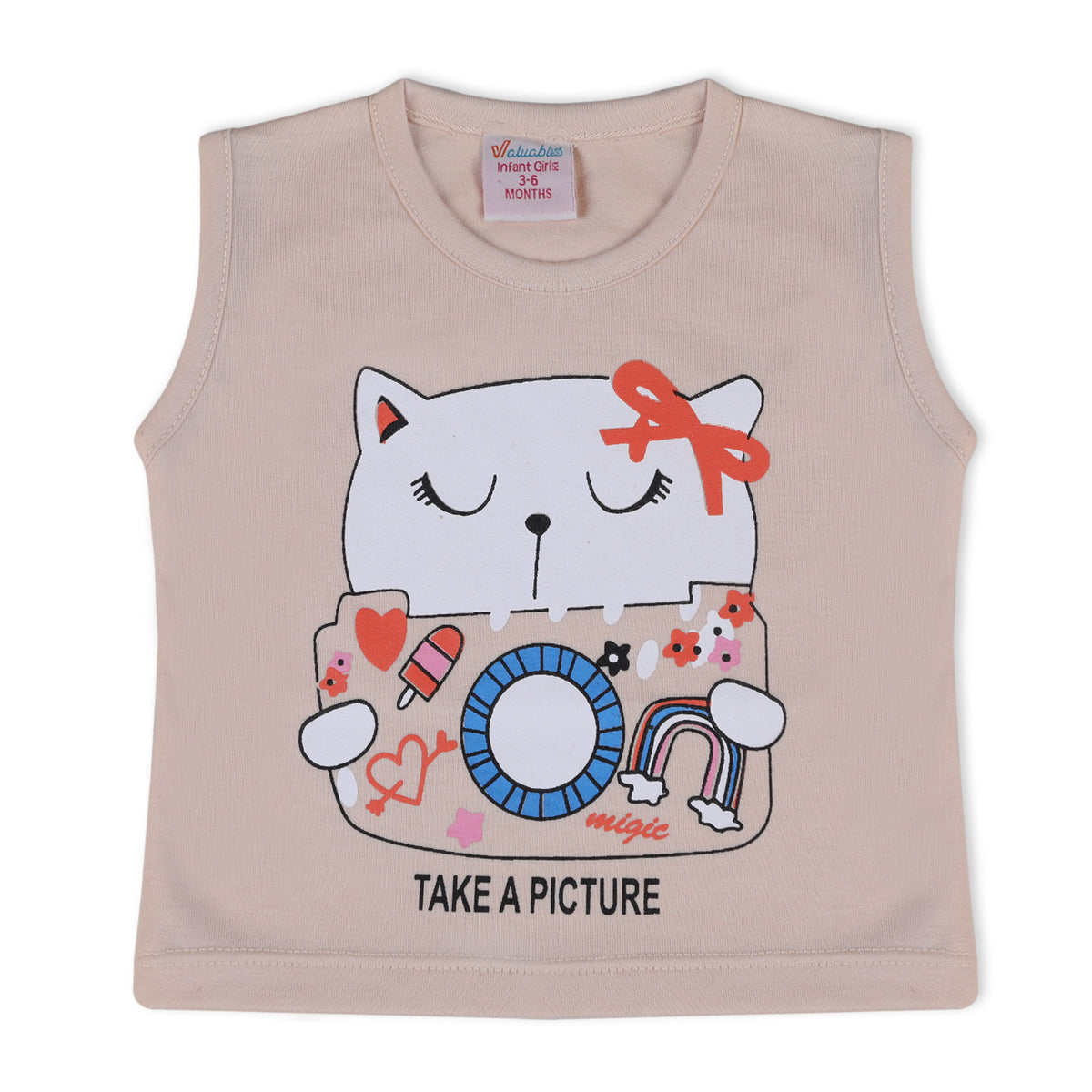 Valuable Newborn Girls Sando T-Shirt - Fawn, Newborn Girls T-Shirts, Chase Value, Chase Value