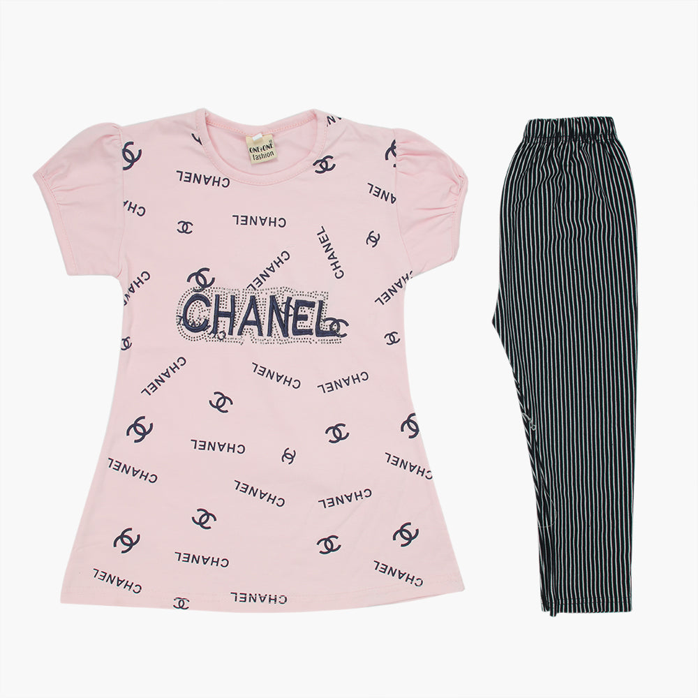 Girls Half Sleeves Tight Suit - Light Pink, Girls Shalwar Kameez, Chase Value, Chase Value