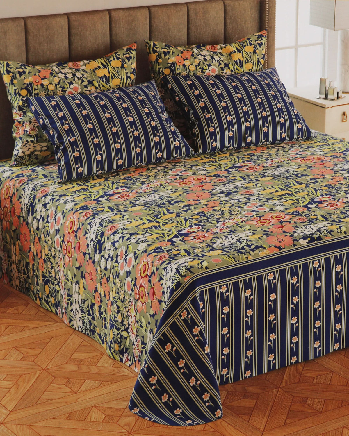 5Pcs Bedsheet Set 94*96, Double Size Bed Sheet, Chase Value, Chase Value