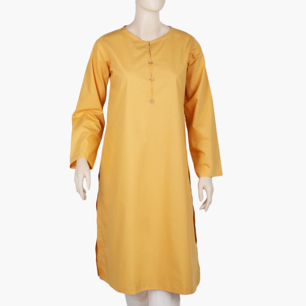 Women's Plain Kurti - Yellow, Women Ready Kurtis, Chase Value, Chase Value