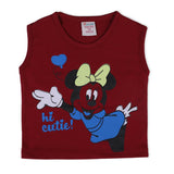 Valuable Newborn Girls Sando T-Shirt - Maroon, Newborn Girls T-Shirts, Chase Value, Chase Value