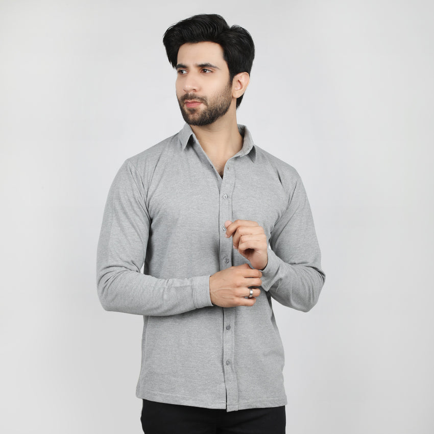 Eminent Men's Full Sleeves Polo T-Shirt - Ash Grey