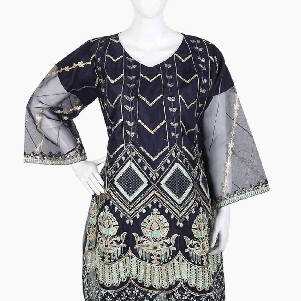 Women's Fancy 3Pcs Suit - Navy Blue, Women Shalwar Suits, Chase Value, Chase Value