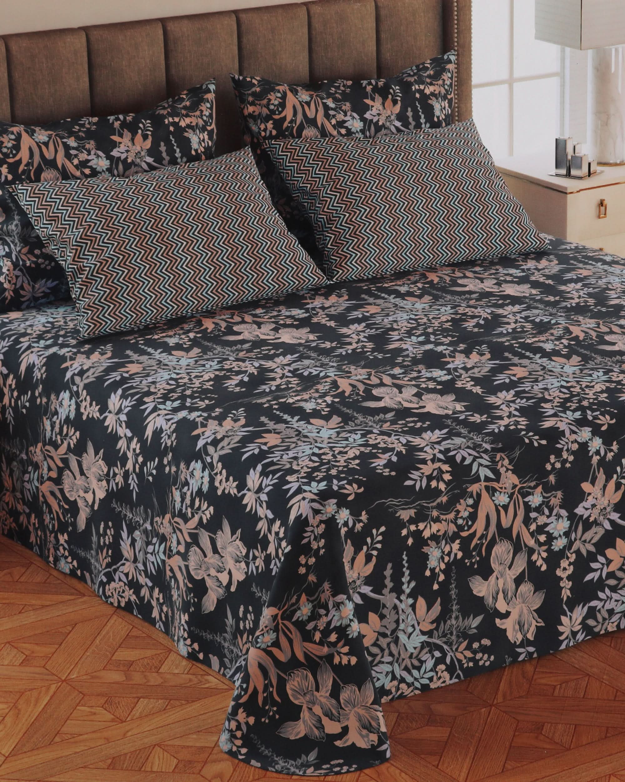5Pcs Bedsheet Set 94*96, Double Size Bed Sheet, Chase Value, Chase Value