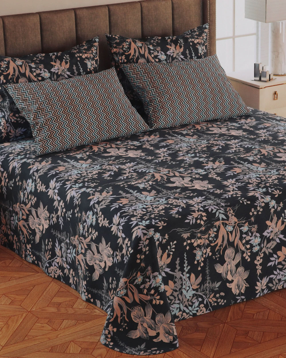 5Pcs Bedsheet Set 94*96, Double Size Bed Sheet, Chase Value, Chase Value