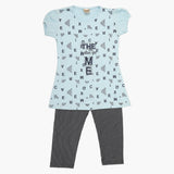 Girls Half Sleeves Tight Suit - Light Blue, Girls Shalwar Kameez, Chase Value, Chase Value