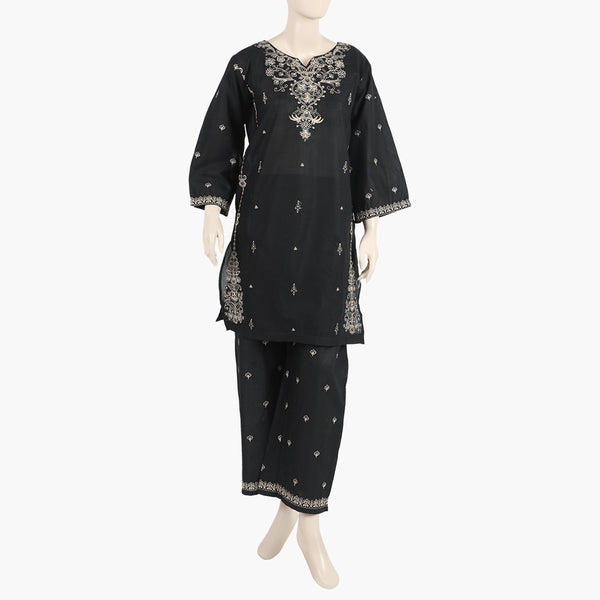 Women's Embroidered 2Pcs Shalwar Suit - Black