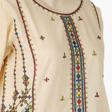 Women's Embroidered Kurti - Skin, Women Ready Kurtis, Chase Value, Chase Value